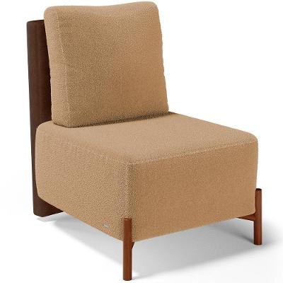 Poltrona Decorativa Hungria L02 Sala De Estar Couríssimo Marrom Bouclê Mostarda Lyam Decor