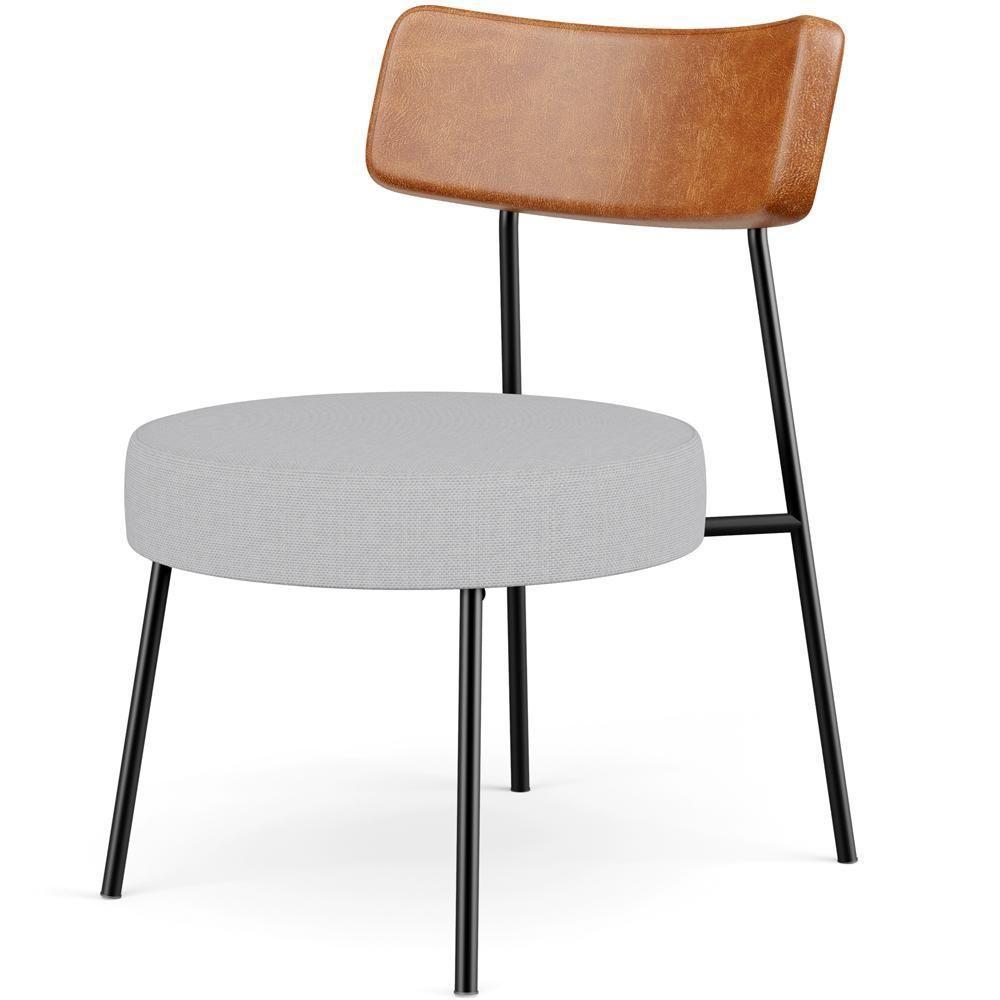 Poltrona Decorativa Base Fixa Londres L02 Couríssimo Camel Linho Cinza - Lyam - 1