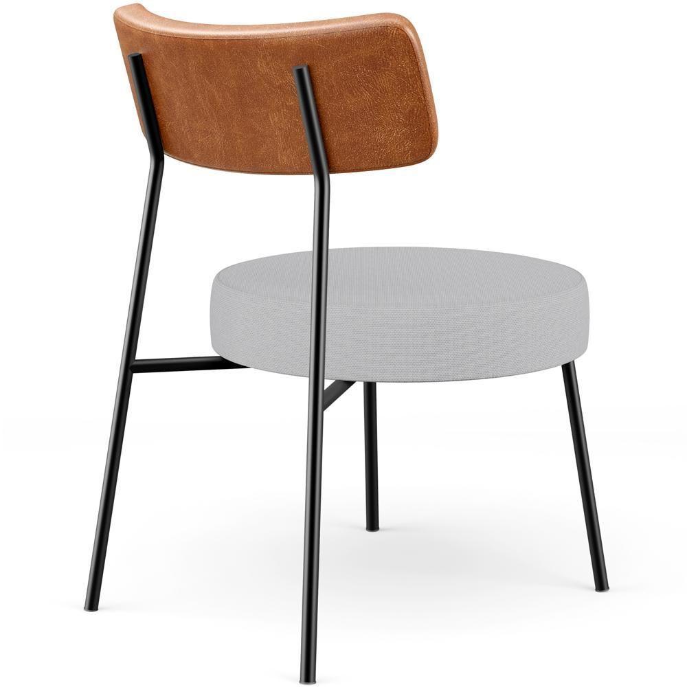 Poltrona Decorativa Base Fixa Londres L02 Couríssimo Camel Linho Cinza - Lyam - 4