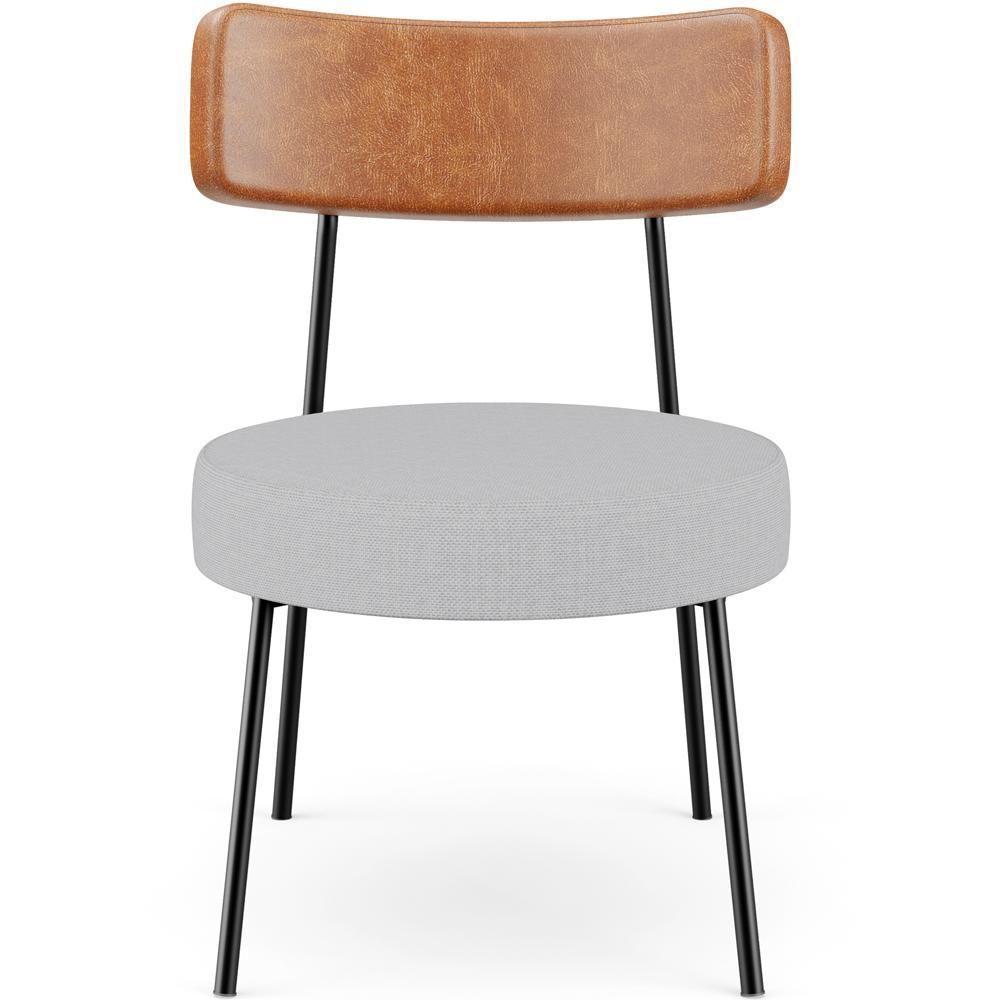 Poltrona Decorativa Base Fixa Londres L02 Couríssimo Camel Linho Cinza - Lyam - 5