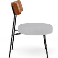 Poltrona Decorativa Base Fixa Londres L02 Couríssimo Camel Linho Cinza - Lyam - 2