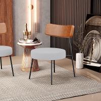 Poltrona Decorativa Base Fixa Londres L02 Couríssimo Camel Linho Cinza - Lyam - 6