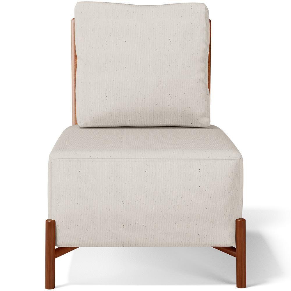 Poltrona Decorativa Living Pés Madeira Hungria L02 Couríssimo Camel Linho Cru - Lyam - 6