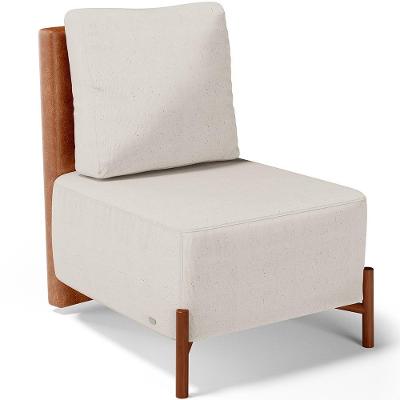 Poltrona Decorativa Hungria L02 Sala De Estar Couríssimo Linho Caramelo Lyam Decor