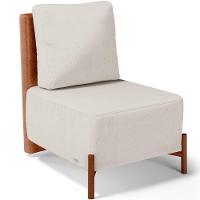 Poltrona Decorativa Living Pés Madeira Hungria L02 Couríssimo Camel Linho Cru - Lyam - 1