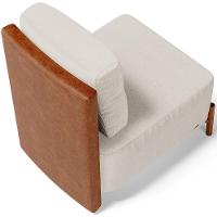 Poltrona Decorativa Living Pés Madeira Hungria L02 Couríssimo Camel Linho Cru - Lyam - 2