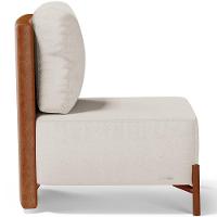 Poltrona Decorativa Living Pés Madeira Hungria L02 Couríssimo Camel Linho Cru - Lyam - 3