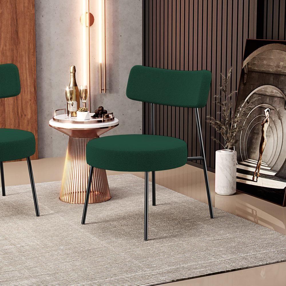 Poltrona Decorativa Base Fixa Londres L02 Bouclê Verde - Lyam - 6