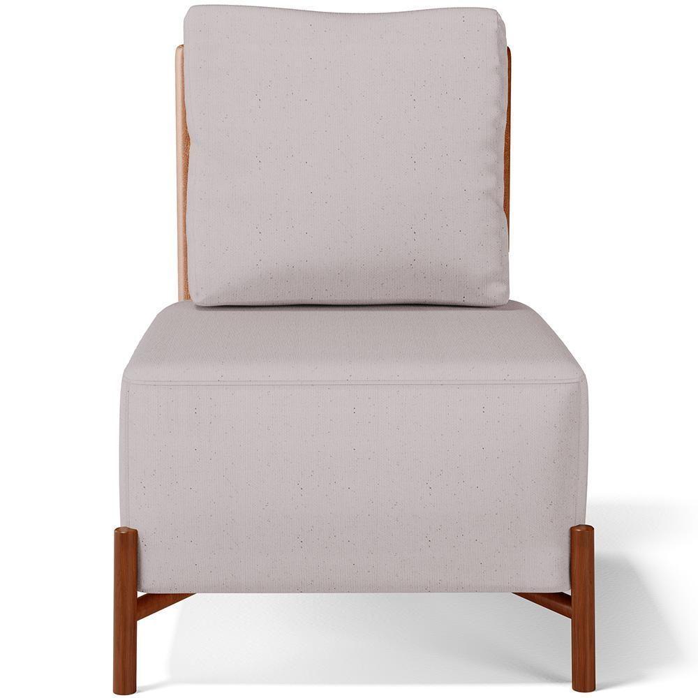 Poltrona Decorativa Living Pés Madeira Hungria L02 Couríssimo Camel Linho Bege - Lyam - 6