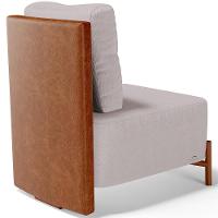 Poltrona Decorativa Living Pés Madeira Hungria L02 Couríssimo Camel Linho Bege - Lyam - 5