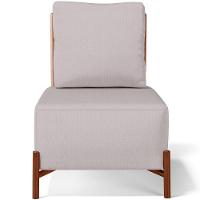 Poltrona Decorativa Living Pés Madeira Hungria L02 Couríssimo Camel Linho Bege - Lyam - 6