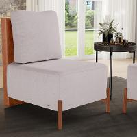 Poltrona Decorativa Living Pés Madeira Hungria L02 Couríssimo Camel Linho Bege - Lyam - 7