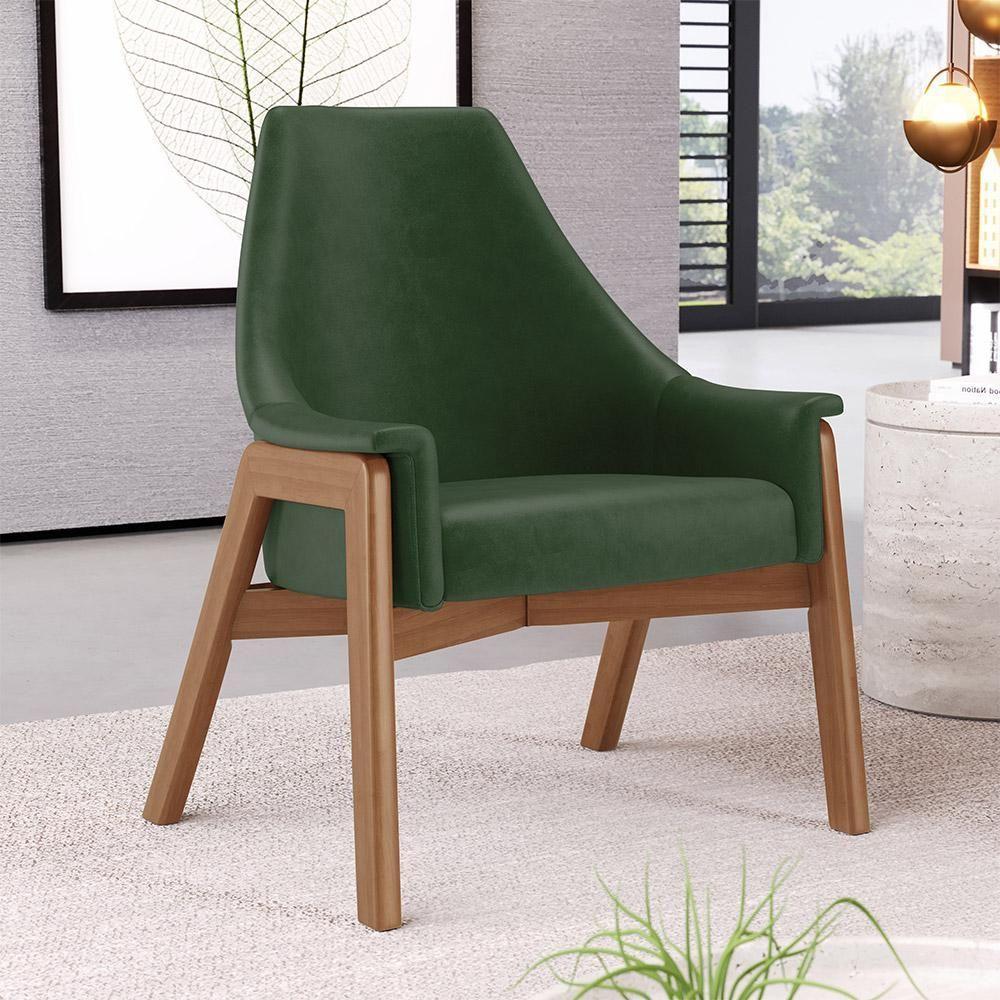 Kit 02 Poltronas Decorativa Sakura L02 Couríssimo Verde Musgo - Lyam Decor - 6
