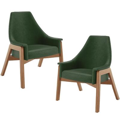 Kit 2 Poltronas Decorativas Sakura L02 Couríssimo Verde Musgo Lyam Decor