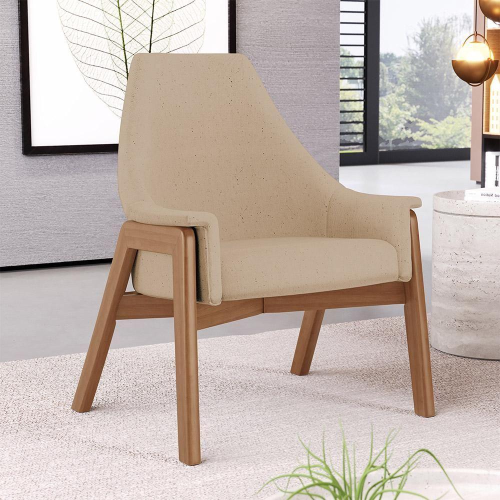 Poltrona Decorativa Sakura L02 Linho Bege Escuro - Lyam Decor - 6