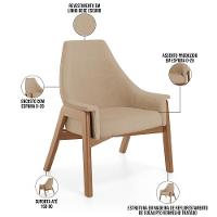 Poltrona Decorativa Sakura L02 Linho Bege Escuro - Lyam Decor - 7