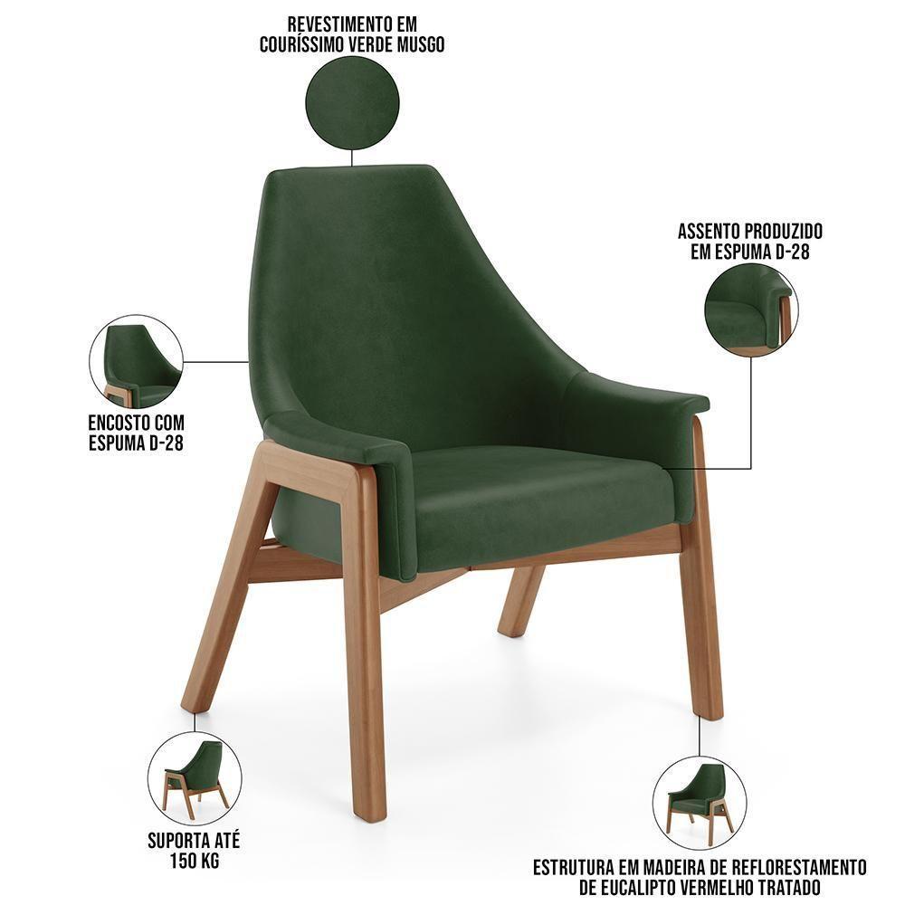 Poltrona Decorativa Sakura L02 Couríssimo Verde Musgo - Lyam Decor - 7
