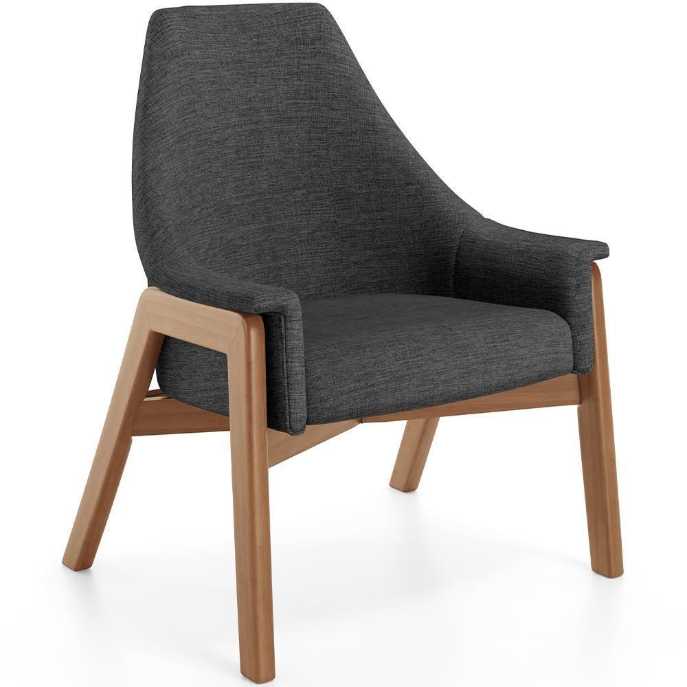 Poltrona Decorativa Sakura L02 Linho Cinza Escuro - Lyam Decor - 1