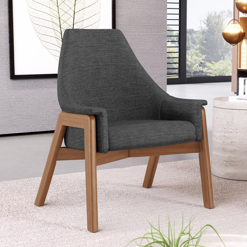Poltrona Decorativa Sakura L02 Linho Cinza Escuro - Lyam Decor - 6