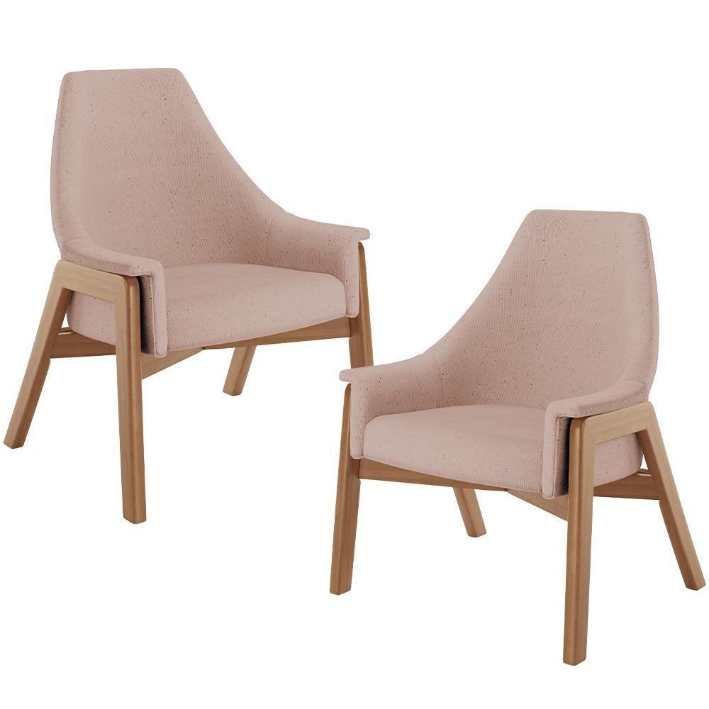 Kit 02 Poltronas Decorativa Sakura L02 Linho Rosê - Lyam Decor - 1