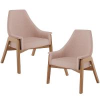 Kit 02 Poltronas Decorativa Sakura L02 Linho Rosê - Lyam Decor - 1