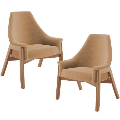 Kit 2 Poltronas Decorativas Sakura L02 Bouclê Mostarda Lyam Decor
