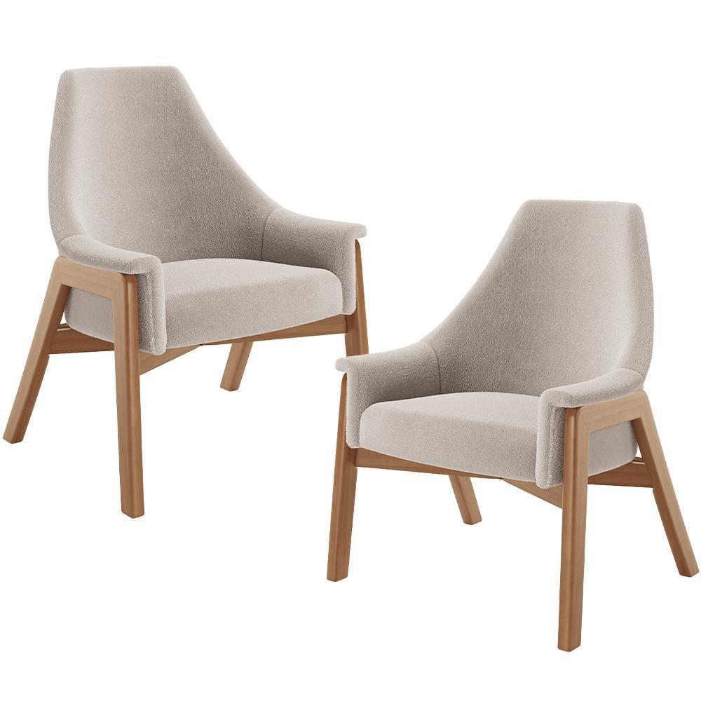Kit 02 Poltronas Decorativa Sakura L02 Bouclê Creme - Lyam Decor - 1