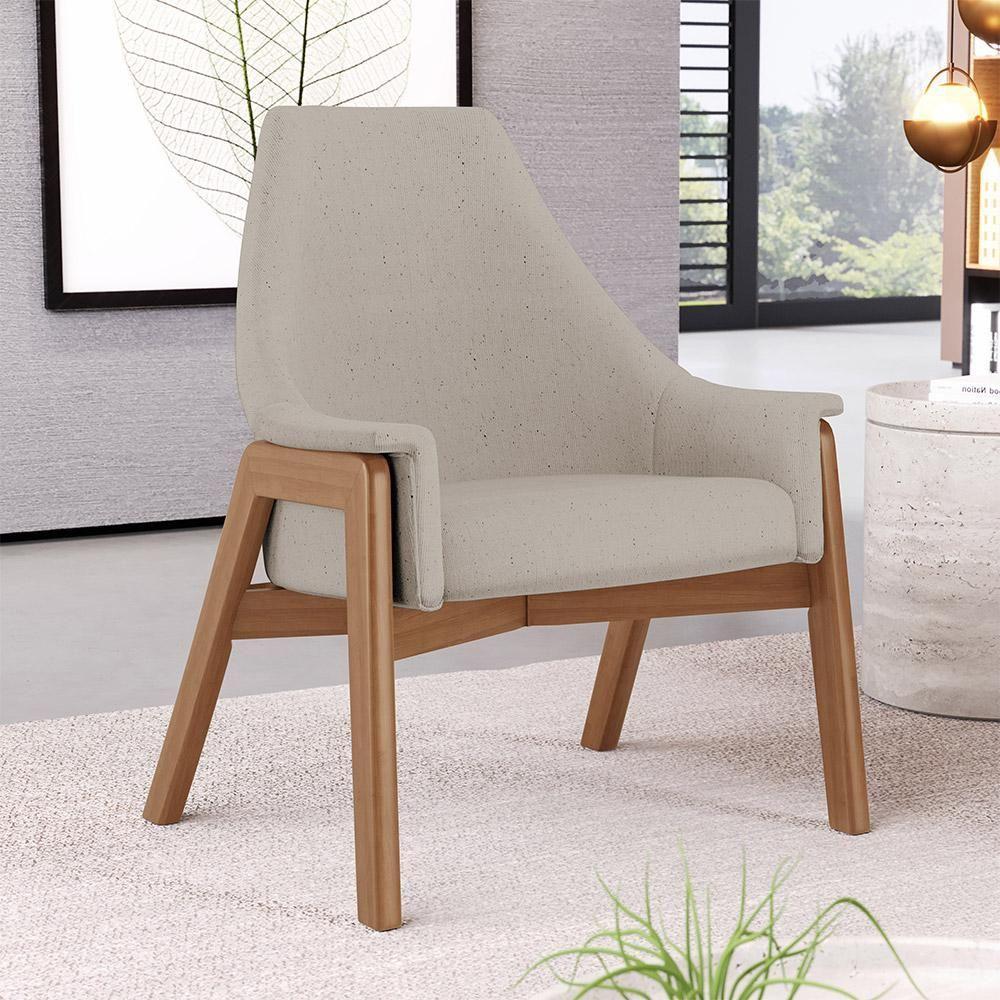 Kit 02 Poltronas Decorativa Sakura L02 Linho Bege - Lyam Decor - 6