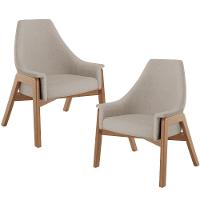 Kit 02 Poltronas Decorativa Sakura L02 Linho Bege - Lyam Decor - 1
