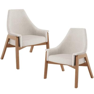Kit 2 Poltronas Decorativas Sakura L02 Para Sala De Estar Linho Cru Bege Lyam Decor