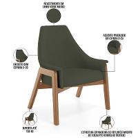 Kit 02 Poltronas Decorativa Sakura L02 Linho Verde Musgo - Lyam Decor - 2