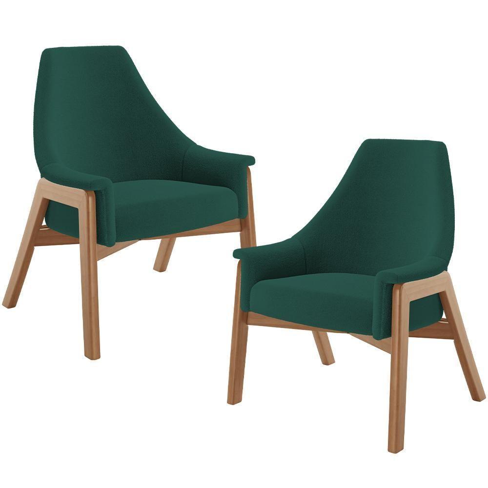 Kit 02 Poltronas Decorativa Sakura L02 Bouclê Verde - Lyam Decor - 1