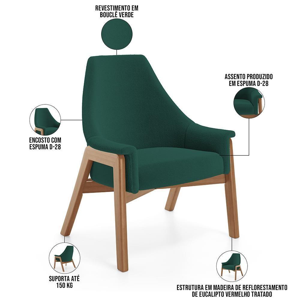 Kit 02 Poltronas Decorativa Sakura L02 Bouclê Verde - Lyam Decor - 5