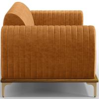 Kit Sofá 3 Lugares 210cm Com Poltrona Molino Base Castanho Pés D'ouro D02 Couríssimo Whisky B-90 - Lyam Decor - 6