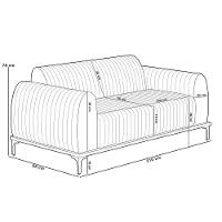 Kit Sofá 3 Lugares 210cm Com 02 Poltronas Molino Base Castanho Pés D'ouro D02 Couríssimo Whisky B-90 - Lyam Decor