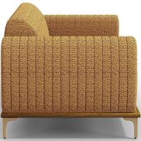 Kit Sofá 3 Lugares 210cm Com Poltrona Molino Base Castanho Pés D'ouro D02 Prime Bouclê Mostarda Pb-03 - Lyam Decor - 2