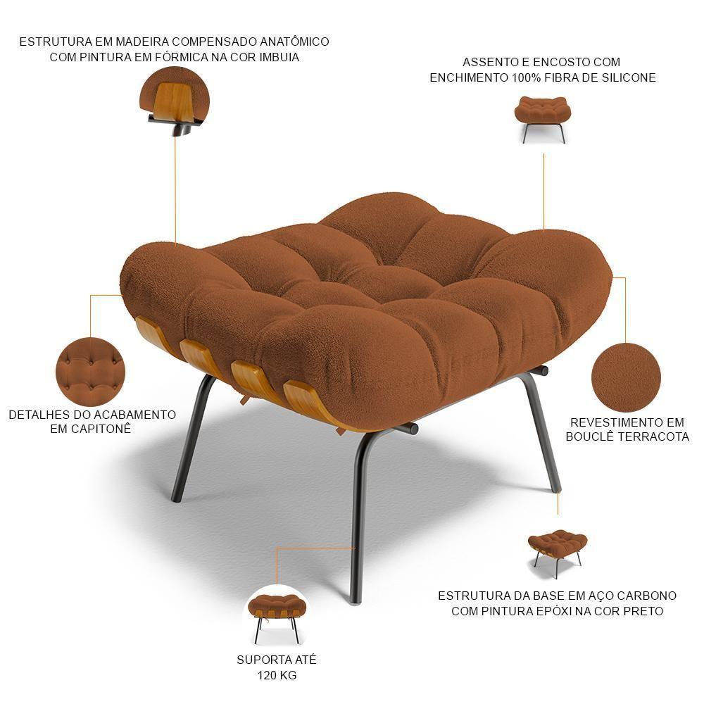 Poltrona Costela L02 Com Puff Terracota - Lyam Decor - 5