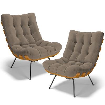 Kit 2 Poltronas Decorativas Costela L02 Bouclê Bege - Lyam Decor