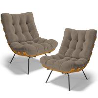 Kit 2 Poltronas Decorativas Costela L02 Bouclê Bege - Lyam Decor - 1