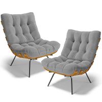 Kit 2 Poltronas Decorativas Costela L02 Bouclê Cinza - Lyam Decor - 1