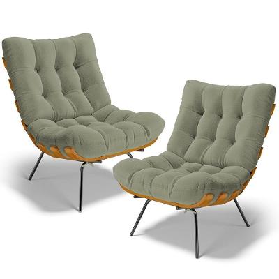 Kit 2 Poltronas Decorativas Costela L02 Bouclê Verde Lyam Decor