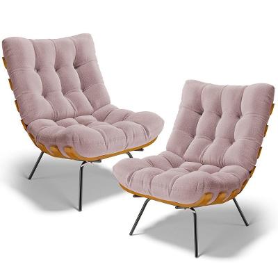Kit 2 Poltronas Decorativas Costela L02 Bouclê Rosê Lyam Decor