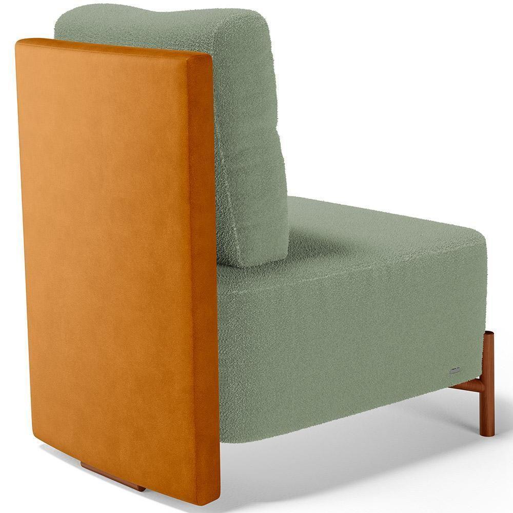 Poltrona Decorativa Living Pés Madeira Hungria L02 Couríssimo Whisky Bouclê Oliva - Lyam - 5