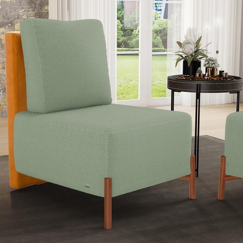 Poltrona Decorativa Living Pés Madeira Hungria L02 Couríssimo Whisky Bouclê Oliva - Lyam - 7