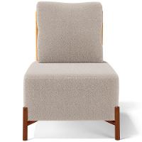 Poltrona Decorativa Living Pés Madeira Hungria L02 Couríssimo Whisky Bouclê Creme - Lyam - 6