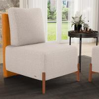 Poltrona Decorativa Living Pés Madeira Hungria L02 Couríssimo Whisky Bouclê Creme - Lyam - 7
