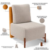 Poltrona Decorativa Living Pés Madeira Hungria L02 Couríssimo Whisky Bouclê Creme - Lyam - 8
