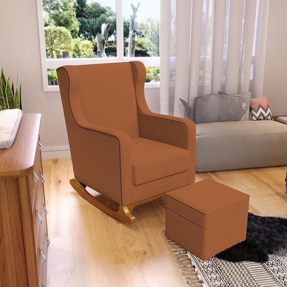 Poltrona De Amamentação Com Balanço Mavie L02 Bouclê Terracota - Lyam Decor - 2