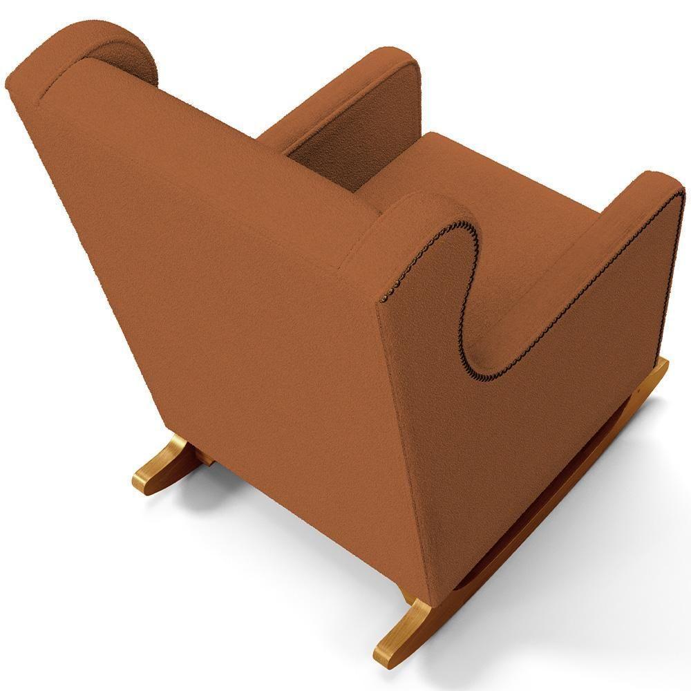 Poltrona De Amamentação Com Balanço Mavie L02 Bouclê Terracota - Lyam Decor - 7