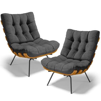 Kit 2 Poltronas Decorativas Costela L02 Linho Cinza Lyam Decor
